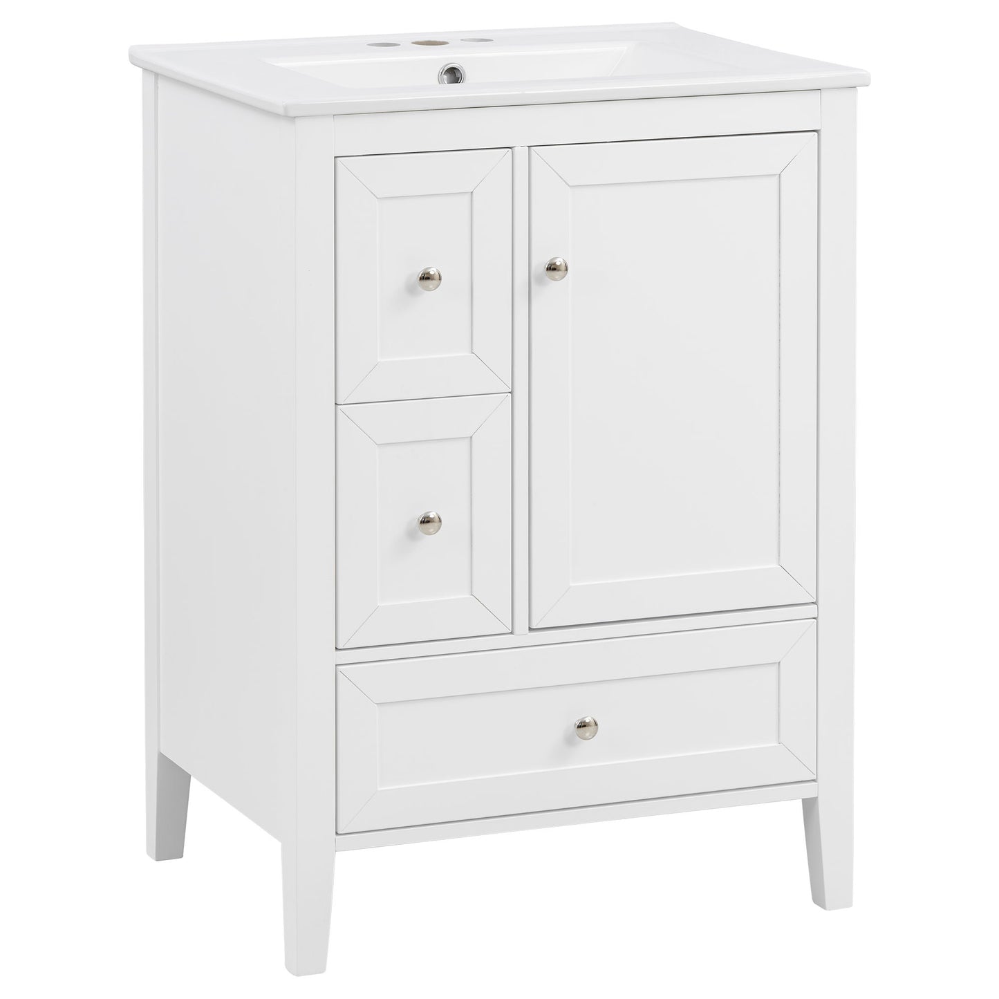 Modern Bathroom Vanity With Sink, Soft Close Drawers & Door, Storage Rack