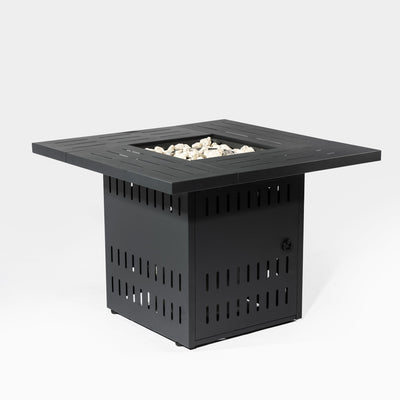 Propane Gas Fire Pit Table, 50000 Btu, Rectangular For Outside - Black