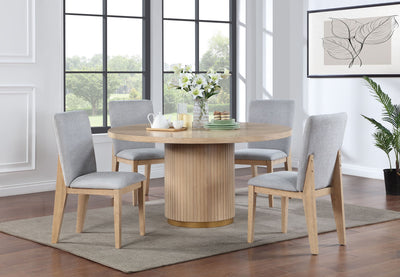 Caspian - 5 Piece Round Dining Table Set With Chairs - Oak