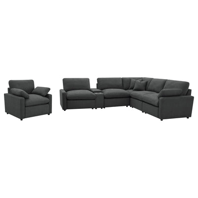 Hollander - 6 Piece Modular Power Reclining Sectional - Dark Gray