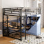 Loft Bed With Desk, Shelves, Power Outlet, LED Light And Wardrobe
