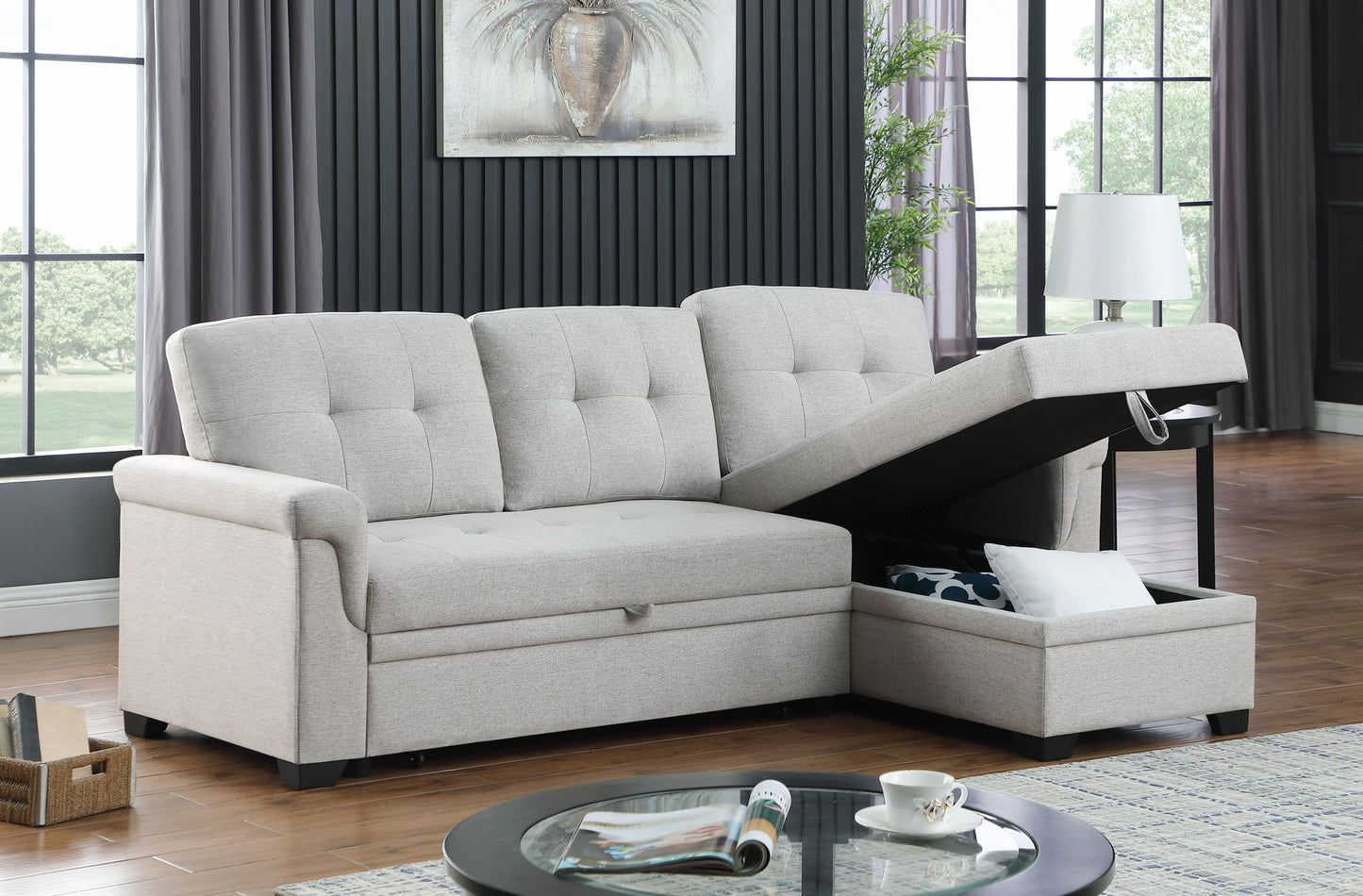 Lucca - Reversible Sleeper Sectional Sofa With Storage Chaise