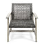 Outdoor Club Chair With Rattan Cover And Acacia Wood Frame - Gray
