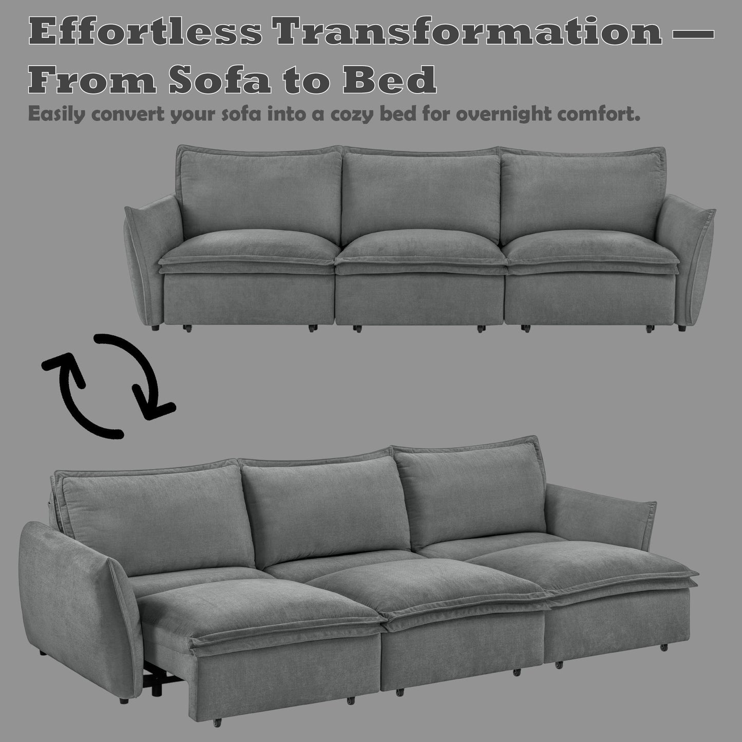 Eaden - Power Sofa With Sleeper - Gray