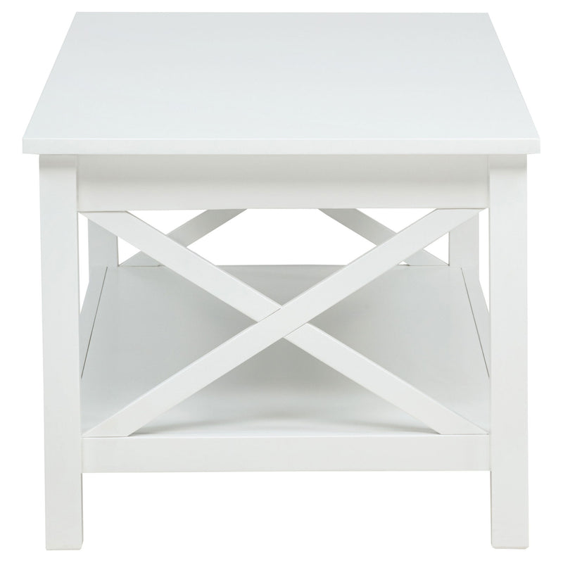 Slater - Lift Top Coffee Table With X Frame Design - White