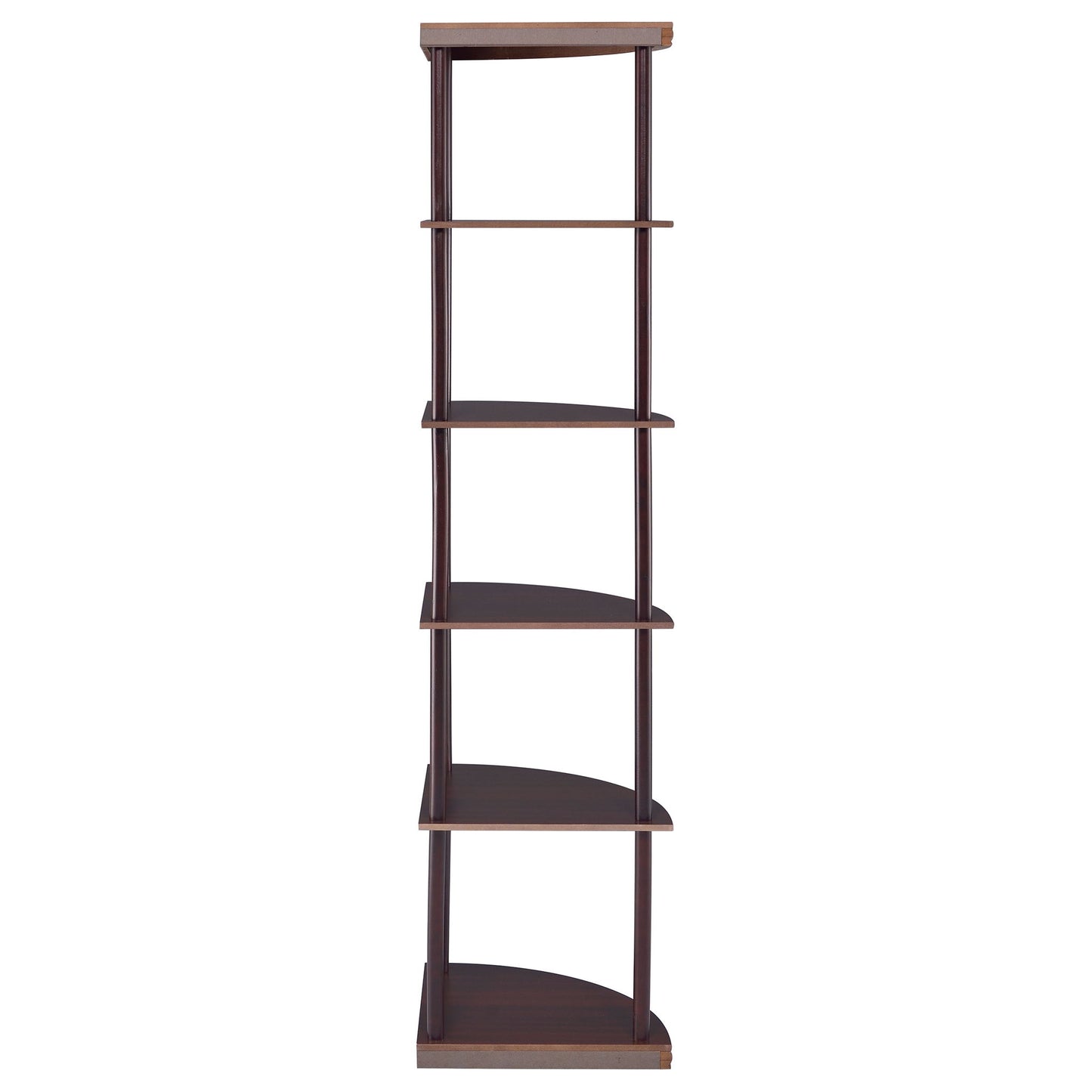 Corner Bookcase With 5 Shelves, Compact Design For Living Room - Cappuccino