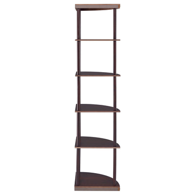 Corner Bookcase With 5 Shelves, Compact Design For Living Room - Cappuccino