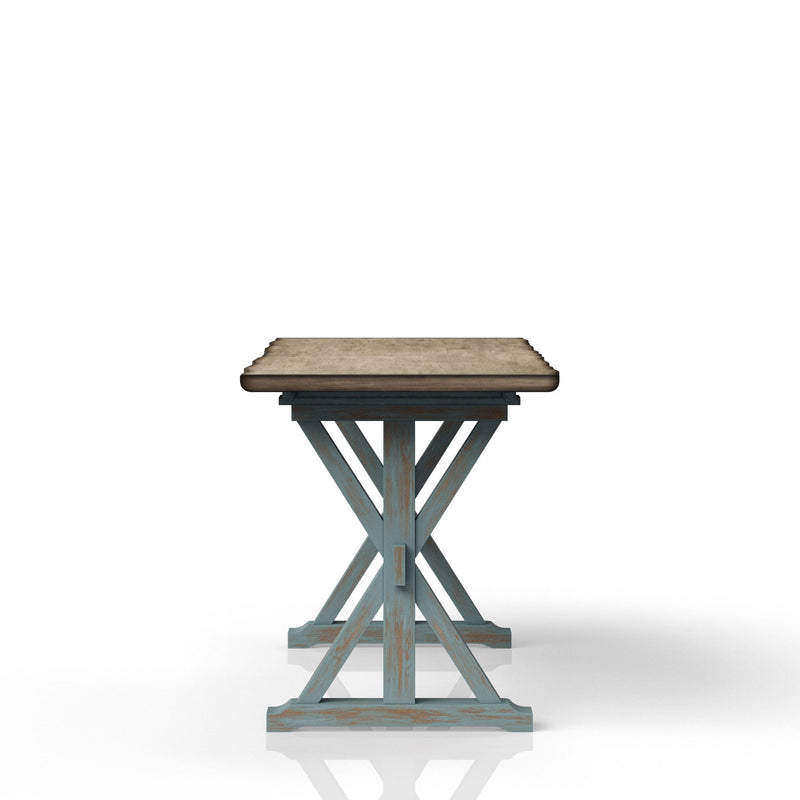 Mesa de comedor de altura de mostrador con base en X - Azul agua