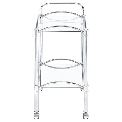 Porch & Den - 2 Tier Rectangular Glass Shelf Bar Cart With Glass - Chrome