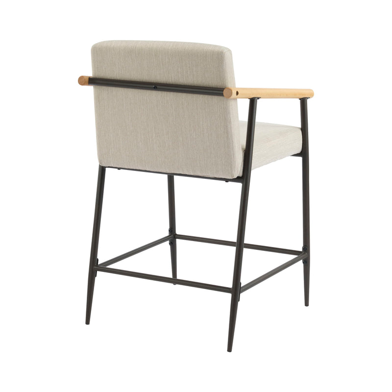 Counter Stool Set With Iron Frame - Espresso / Beige