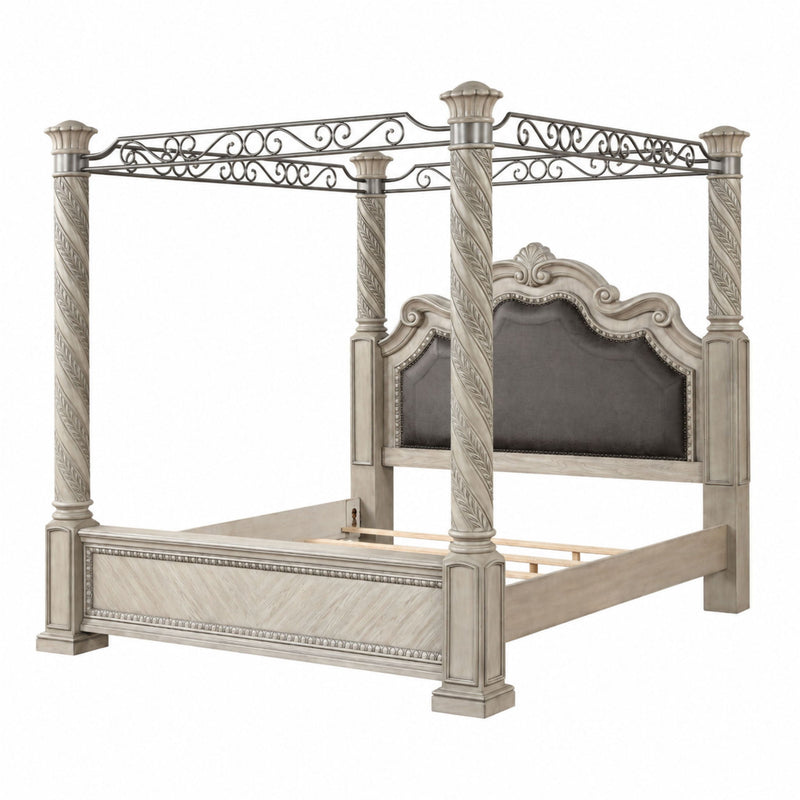 Panel Canopy King Bed - Gray