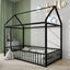 Metal Bed House Bed Frame With Fence