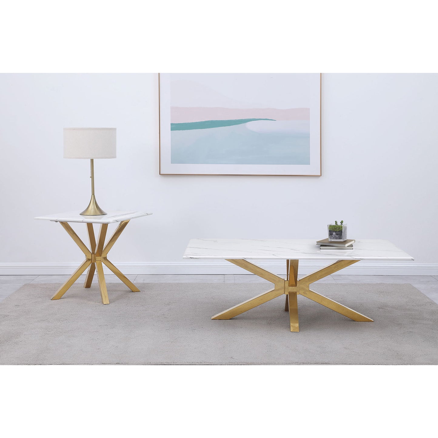 Maciel - Coffee Table With Accents - White Marble