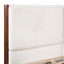 King Upholstered Bed Frame, No Box Spring Needed - Walnut / White
