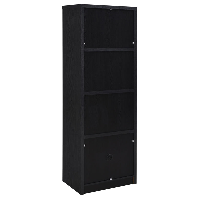 Sloat - 3 Shelf Media Tower With Cabinet Storage - Black