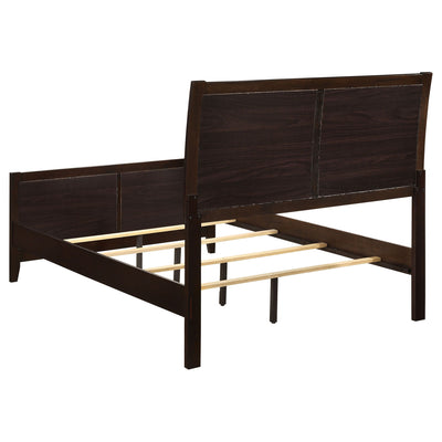 California King Upholstered Panel Bed With Headboard And Footboard - Cappuccino