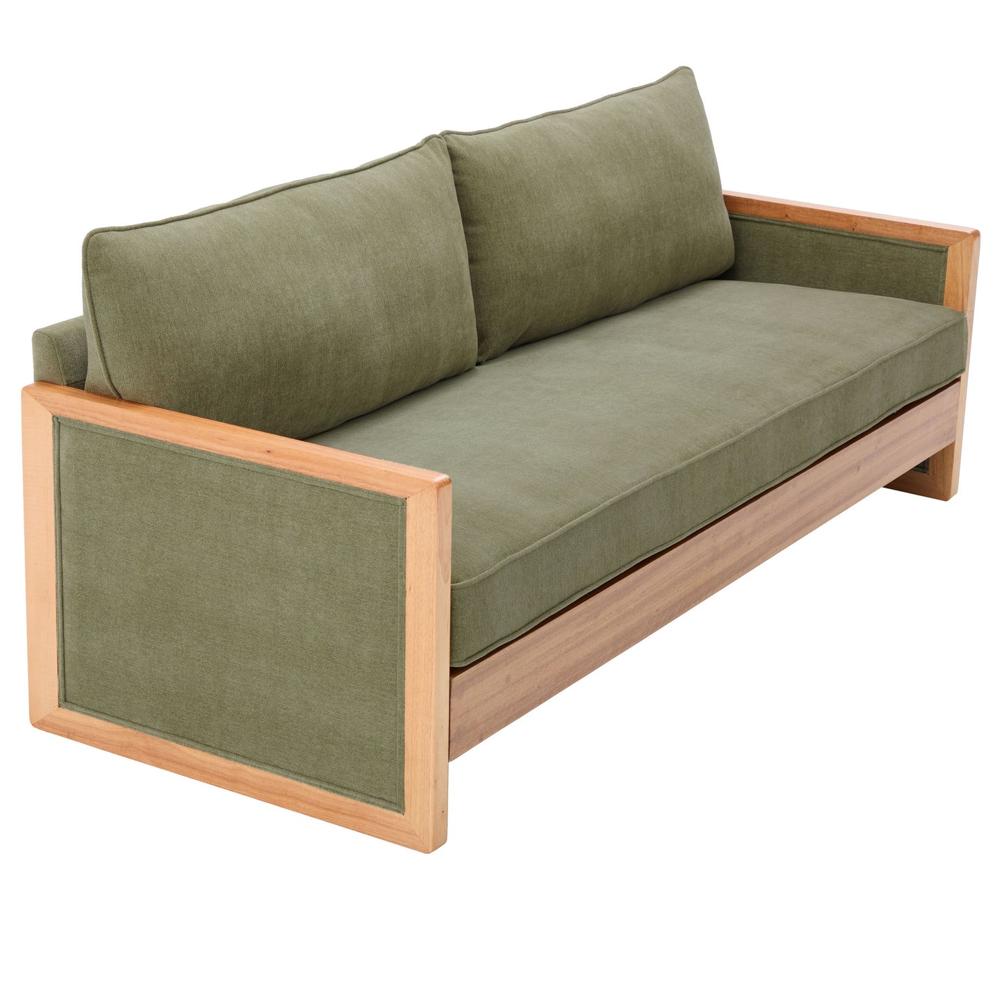 Modern 3 Seater Sofa With Wood Armrests