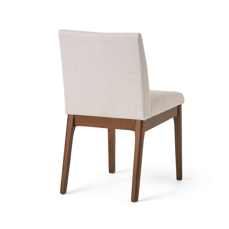 Sillas de comedor con asiento y respaldo tapizados (Juego de 2) - Beige claro / Nogal