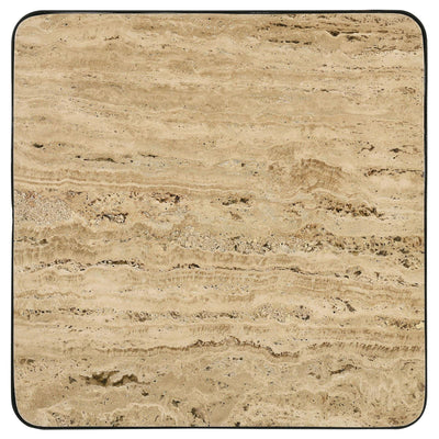 Travertine Accent Table Geometric Design - Brown