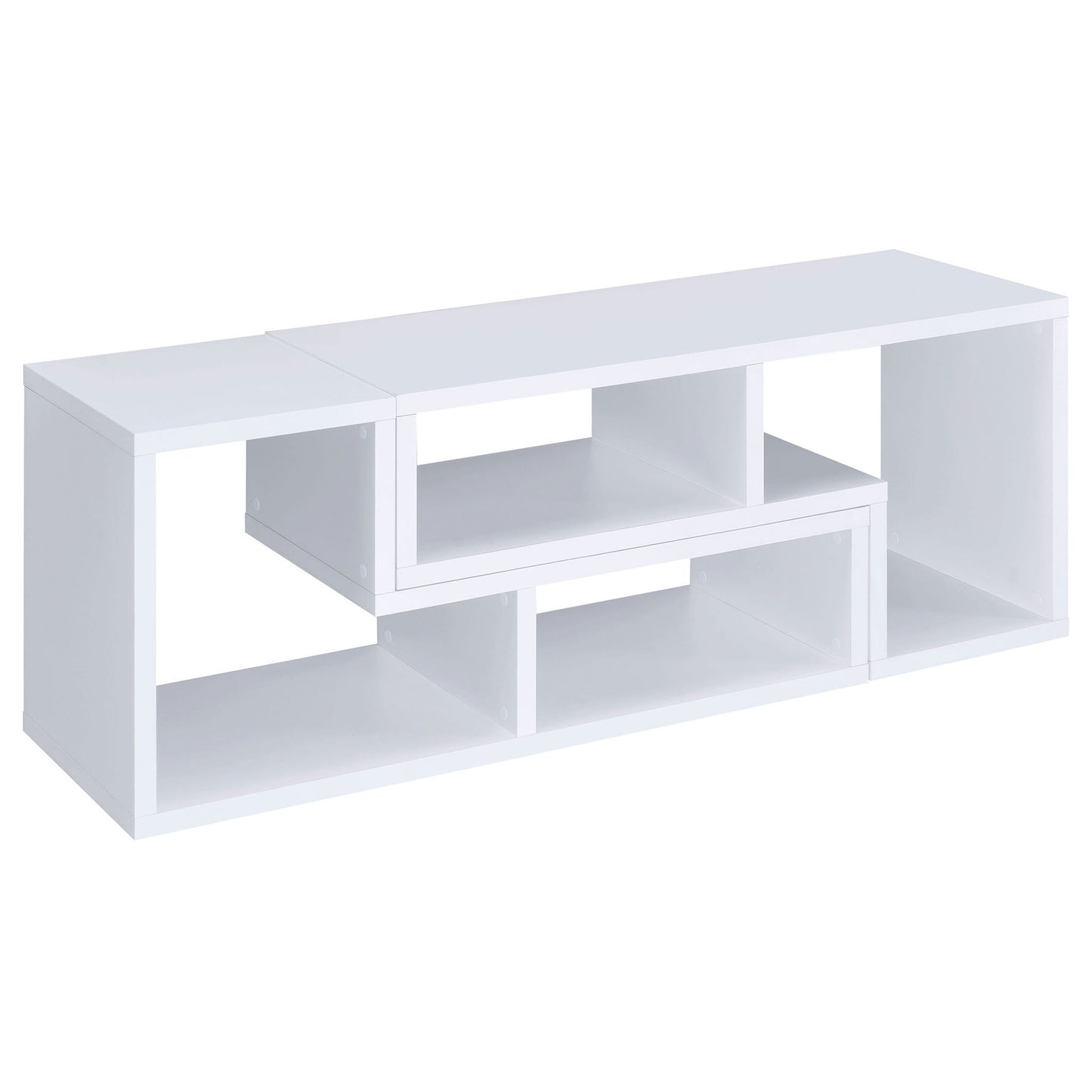 Convertable L-Shaped Bookcase With Open Shelves - White
