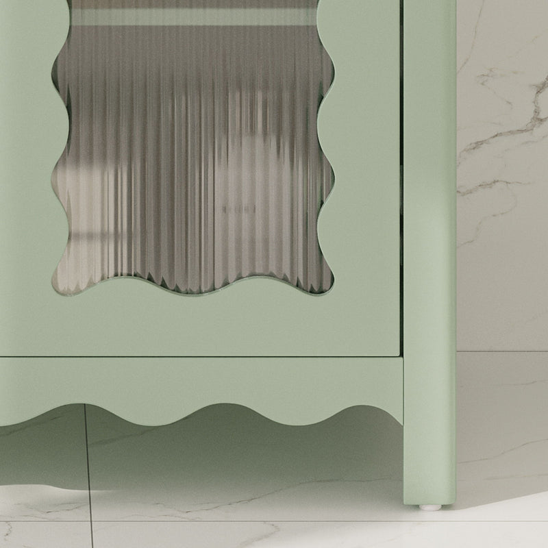 Bathroom Vanity With Glass Doors, Soft Close Hinges - Green