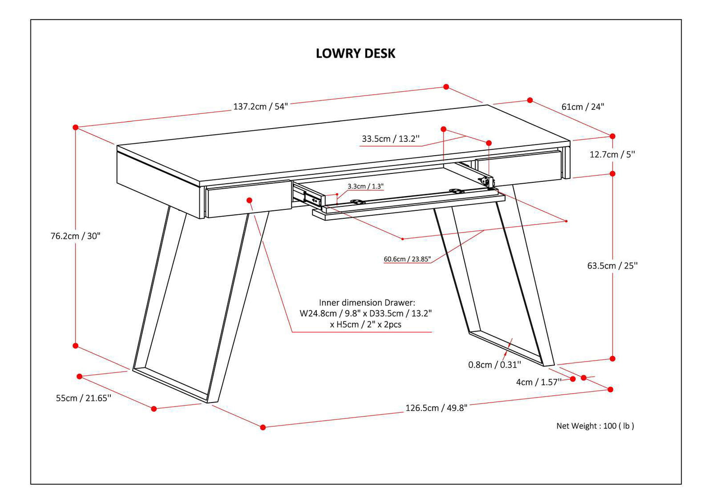 Lowry - Desk - Distressed Charcoal Brown
