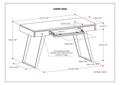 Lowry - Desk - Distressed Charcoal Brown
