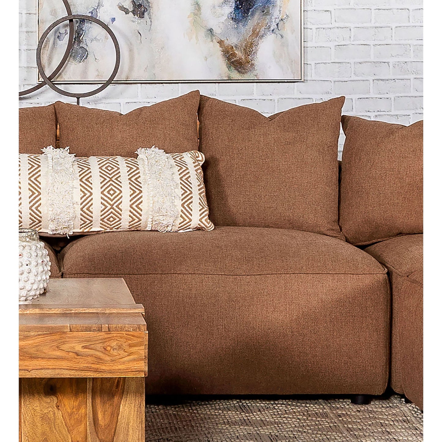 Colleen - Armless Chair With Pillows - Terracotta