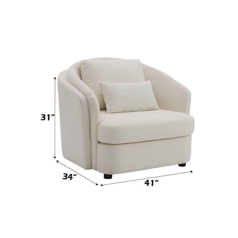 Mariko - Silla de lino con 1 cojín decorativo - Beige