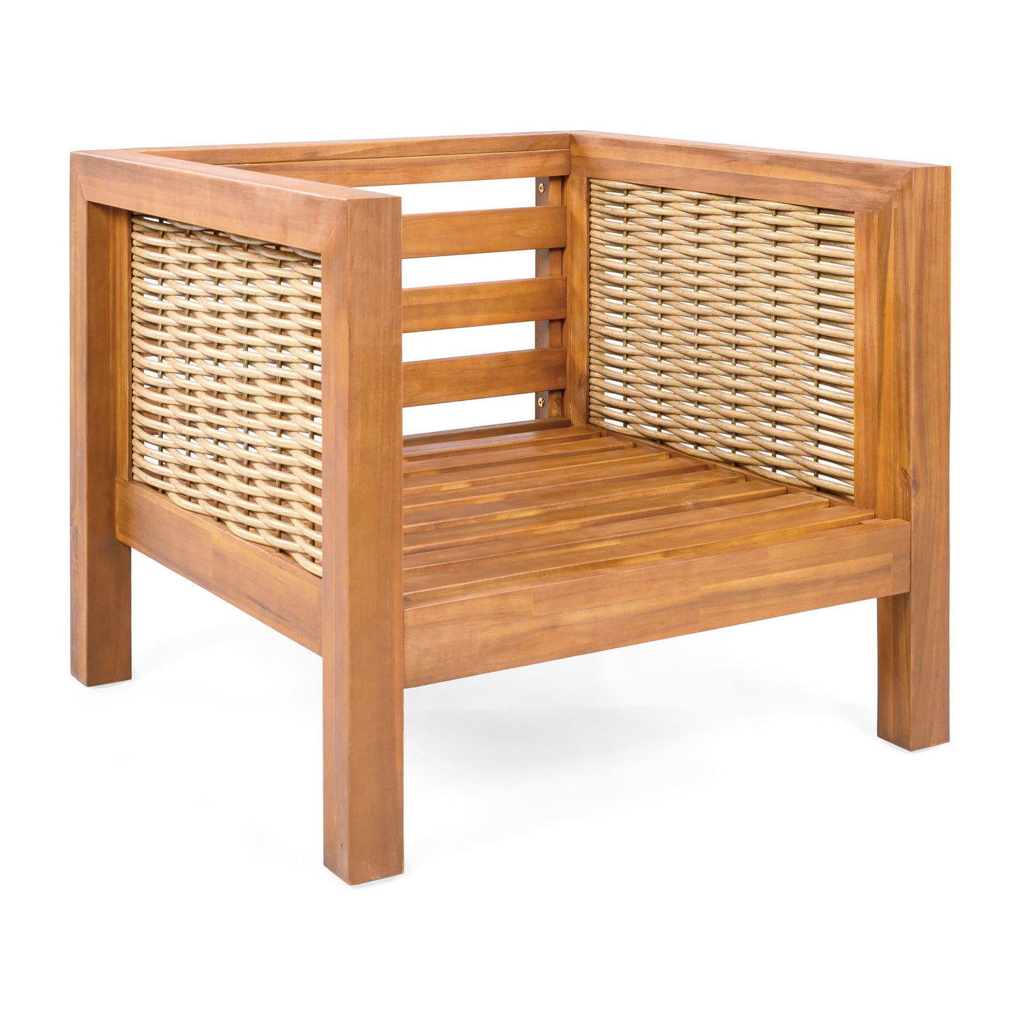 Outdoor Club Chair With Wicker Armrest