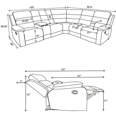 Aaron - 3 Piece Upholstered Sectional - Smoke