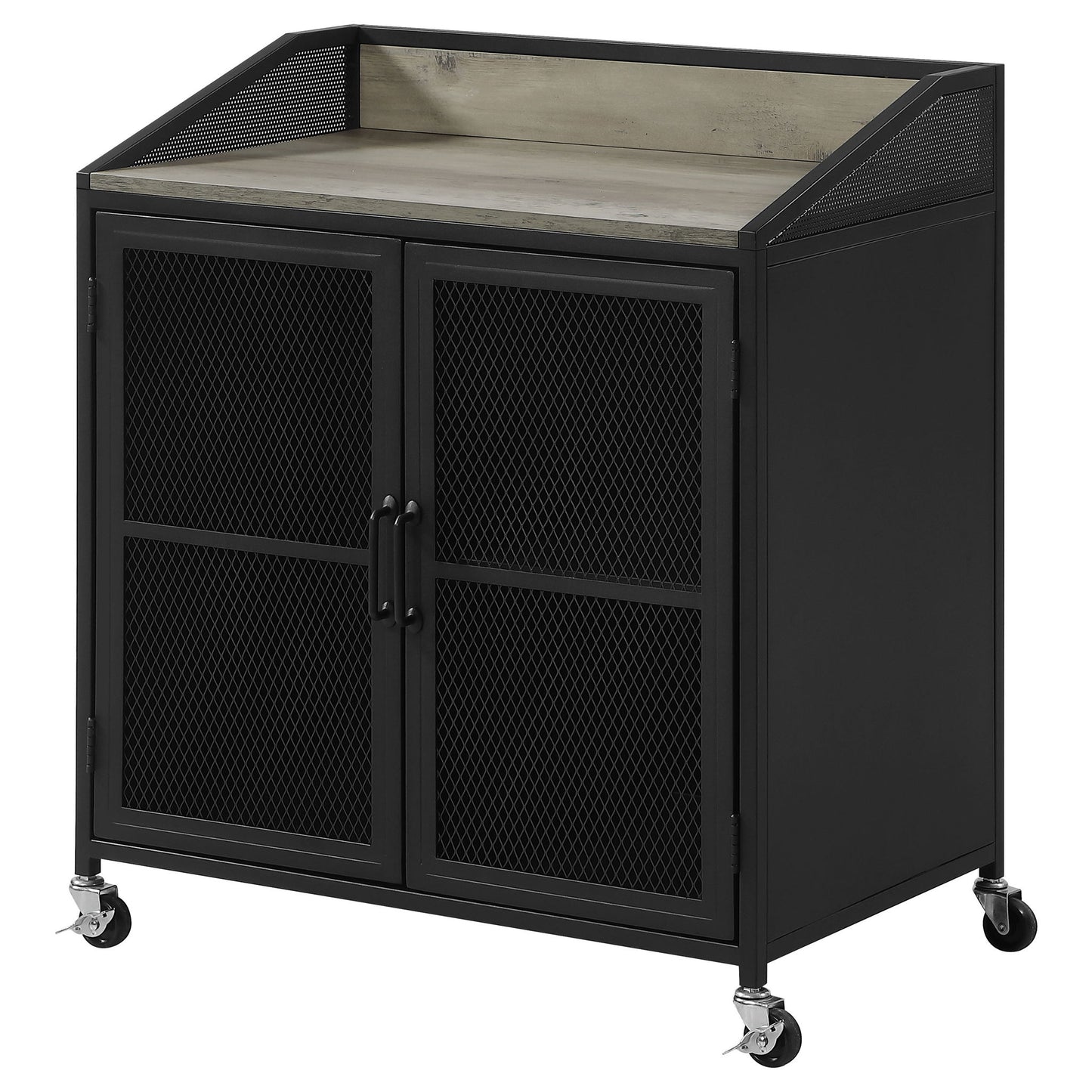 Arlette - 2 Door Mobile Home Bar Wine Cabinet With Smooth Rolling Casters - Black