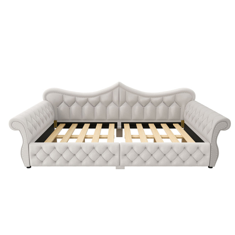 Upholstered Daybed With LED Lighting And Nailhead Trim