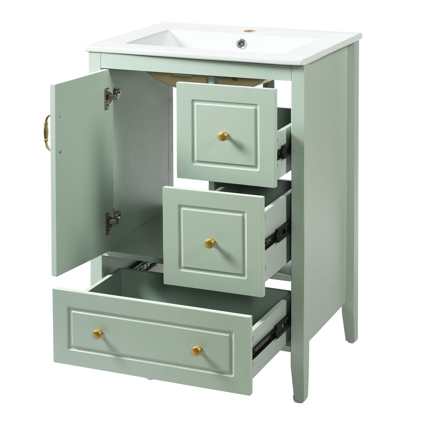 Retro Bathroom Vanity With Sink, Soft Closing Cabinet & Drawers