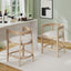 Modern Rubberwood Counter Stool Set With Upholstered Seats