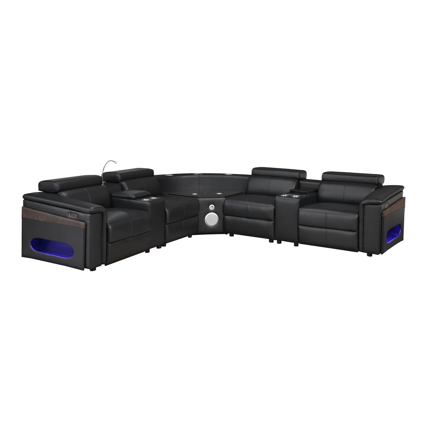 Nova - Sectional With Bluetooth Speaker, LED And Lifting Wine Cabinet