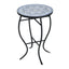 Outdoor Round Side Table With Mosaic Style Top And Curved Iron Legs