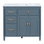 Modern Bathroom Vanity With Ceramic Sink, Freestanding, One Tip Out Drawer, 3 Side Drawers, Adjustable Shelf