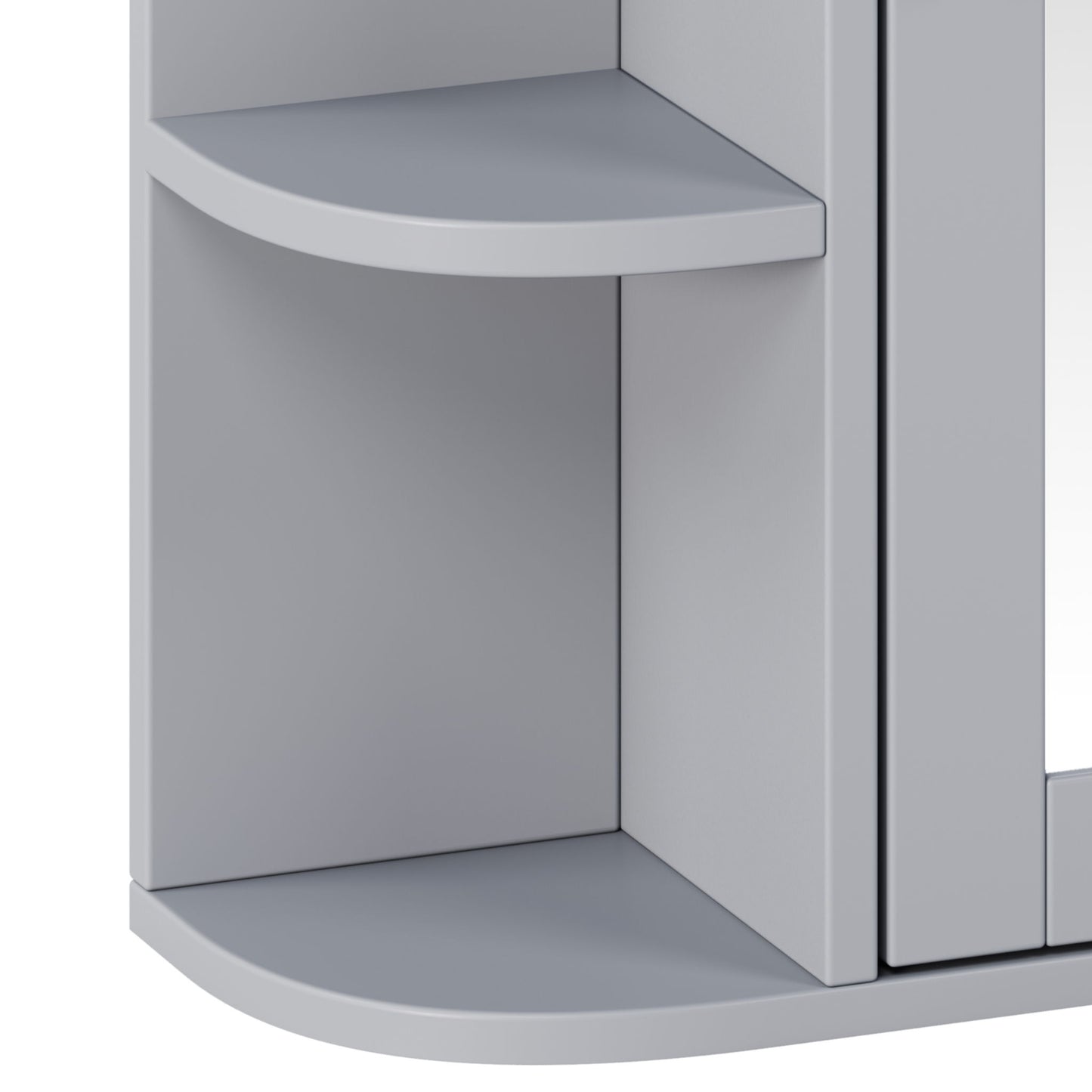 Bathroom Wall Storage Cabinet With Mirror And Adjustable Shelf, 6 Open Shelves