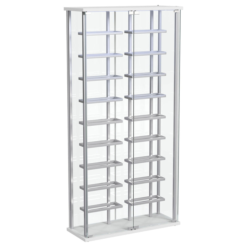 Wine Storage LED Curio Cabinet - Chrome