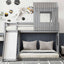 Loft Bunk Bed With Playhouse, Farmhouse, Ladder, Slide And Guardrails