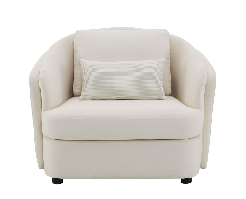 Mariko - Silla de lino con 1 cojín decorativo - Beige