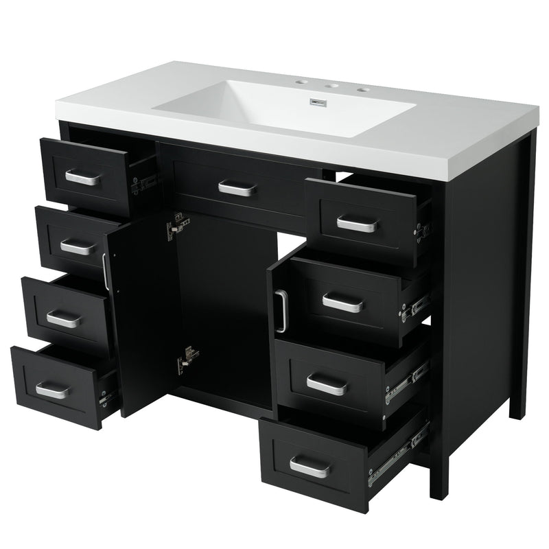 Bathroom Vanity With Sink, 2 Doors 8 Drawers, Soft Close System, Classic Design