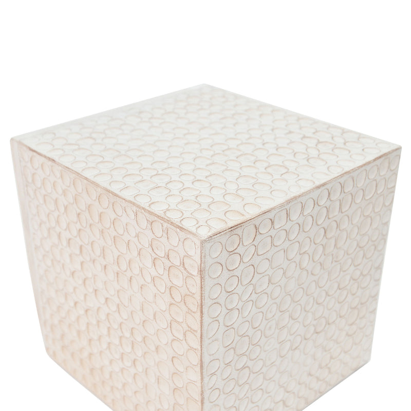 Chic Modern Mgo Cube Side Table With Fluted Design - Antique Brown
