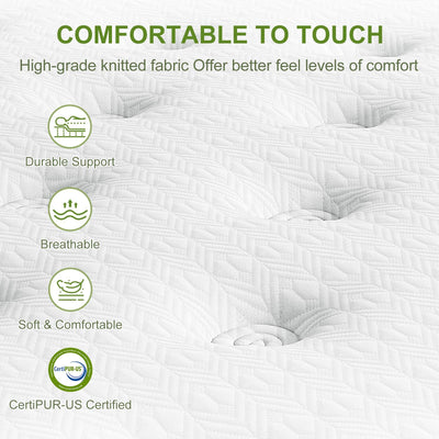12" Hybrid Mattress With Gel Memory Foam & Pocket Springs