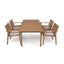 5 Piece Patio Furniture Set Acacia Wood Table And 4 Heavy Duty Cushioned Chairs