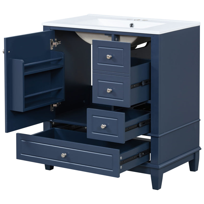 Freestanding Bathroom Vanity With Sink, Soft Close Door, 3 Drawers