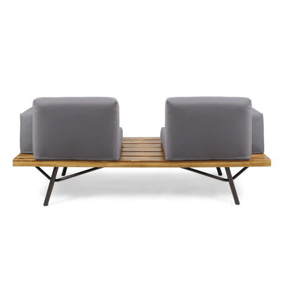 Outdoor Sofa With Cushions And Iron Legs - Dark Gray