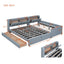 Upholstered Mother & Child Bed With Hydraulic Storage System, Drawer Box, Bedhead Storage Shelf And 2 Pairs Of Sockets & USB Ports
