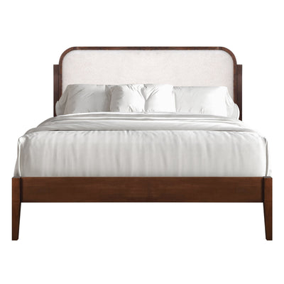 Hawthorne - 5/0 Queen Platform Bed With White Upholstered Headboard - Brown